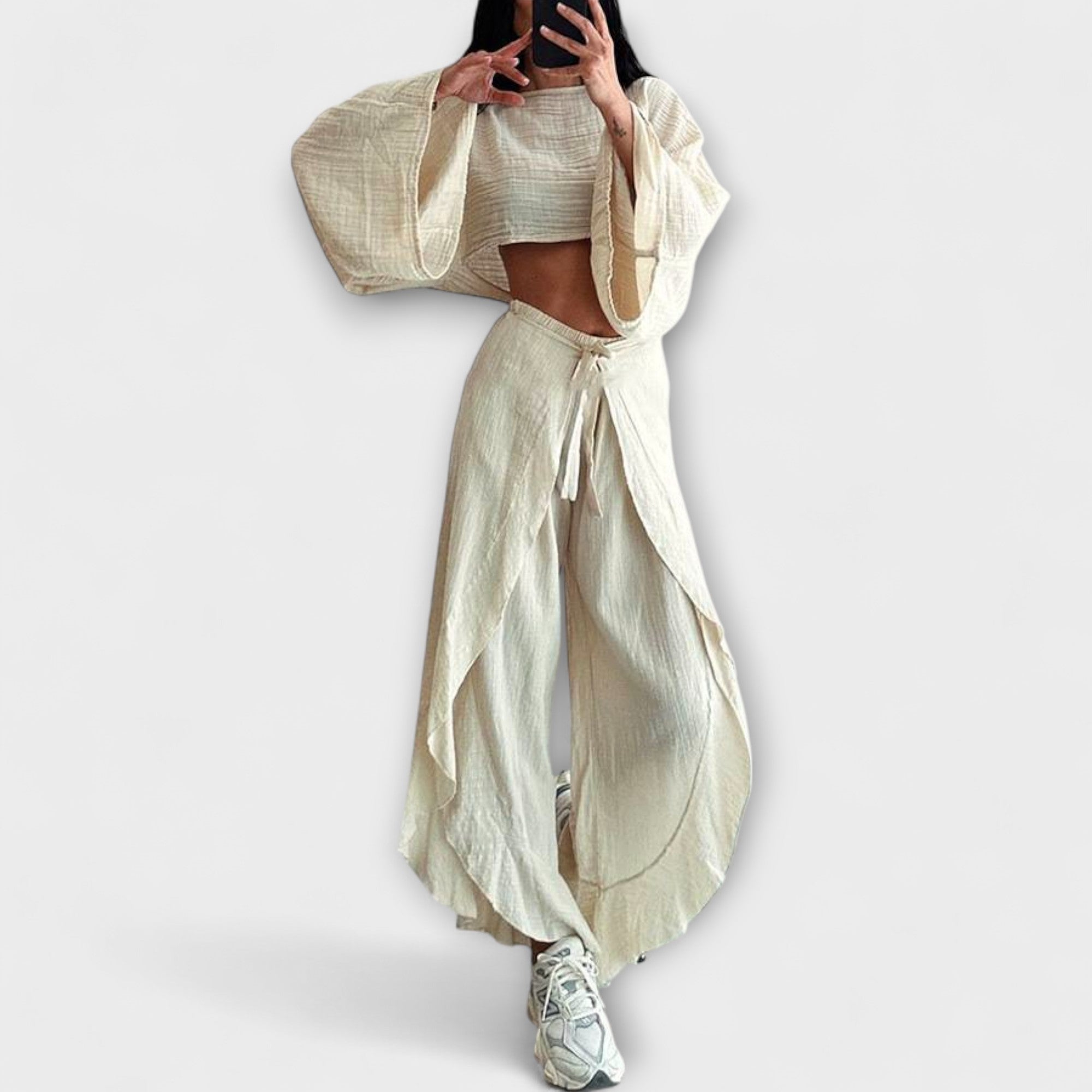 Joanna - Dvoudílná souprava bez ocasu vyrobená z bavlny a lnu