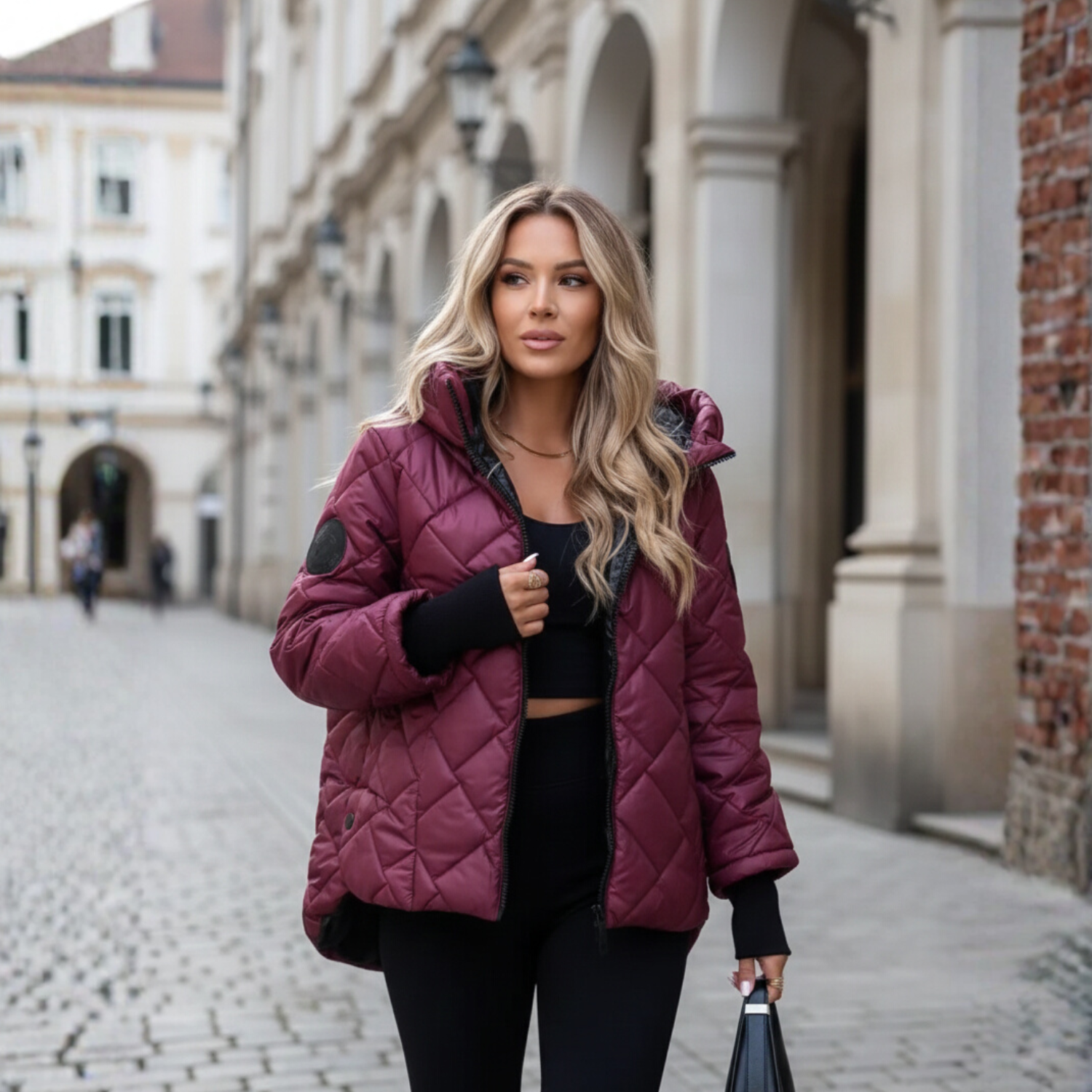 Fialová | Prošívaná luxusní dámská bunda