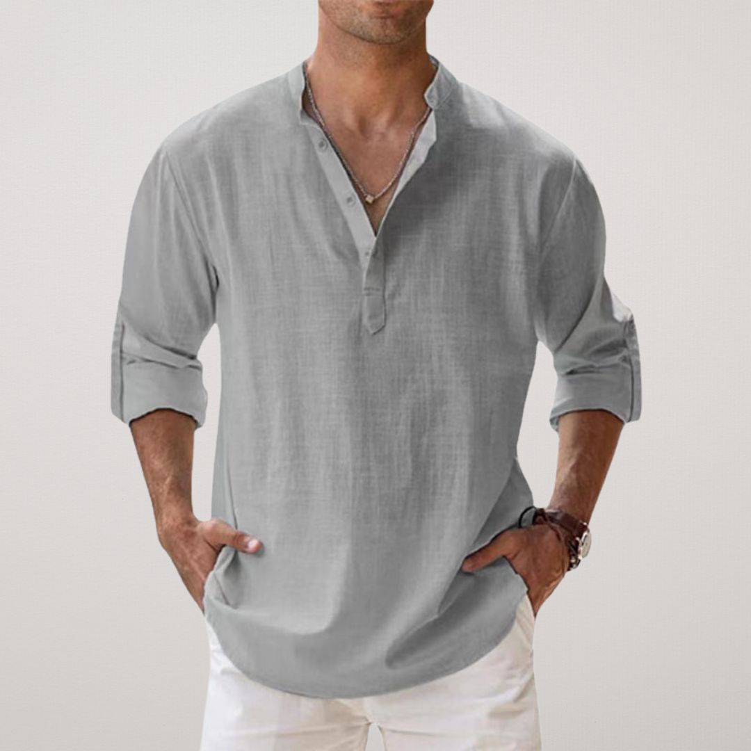 Savrani™ - Henley košile z lnu s efektem bavlny