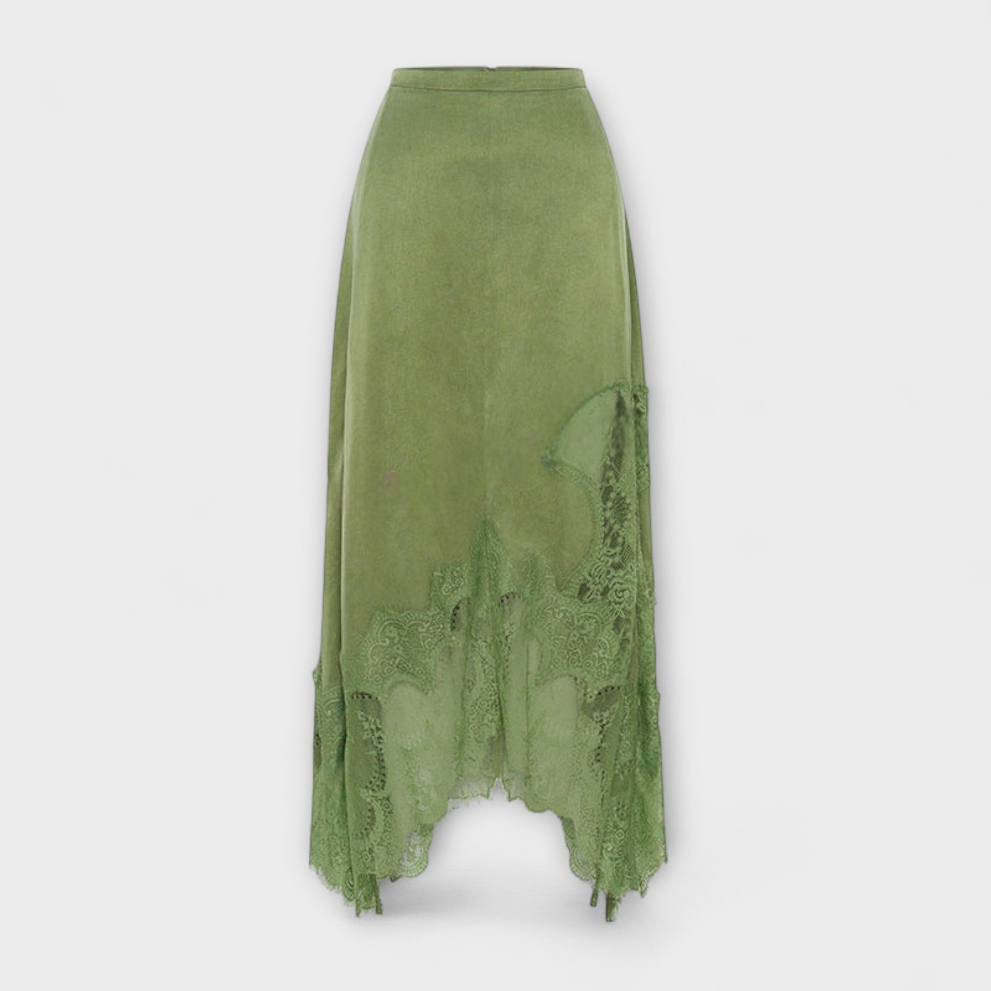 Kaia - Saténová blůza s krajkovým lemem a skládacím výstřihem