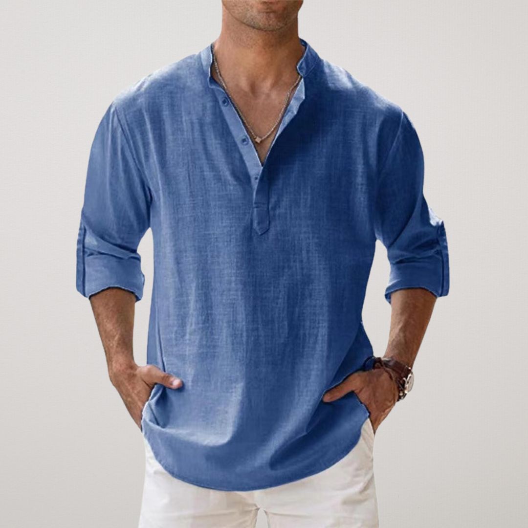 Savrani™ - Henley košile z lnu s efektem bavlny