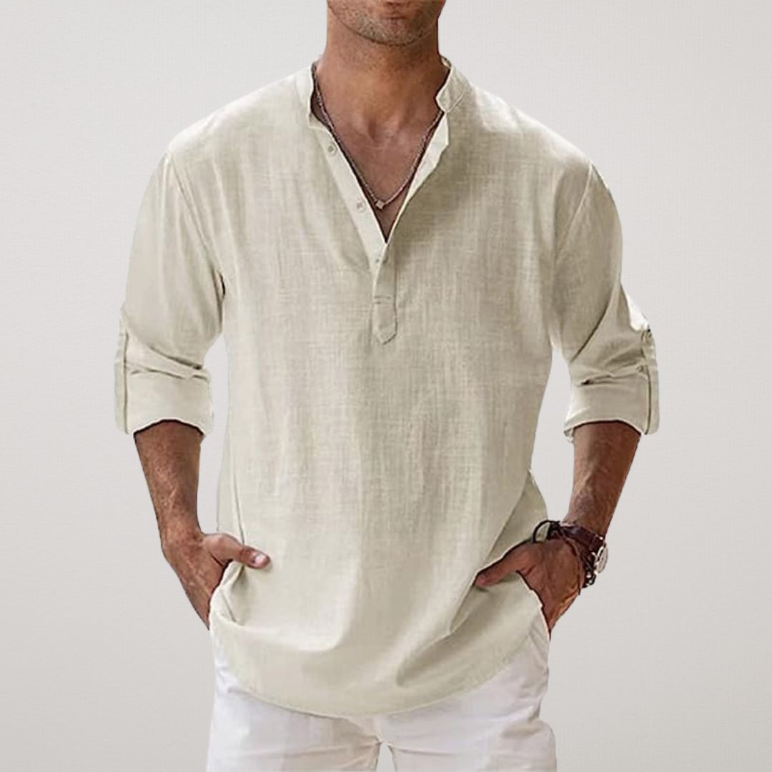 Savrani™ - Henley košile z lnu s efektem bavlny