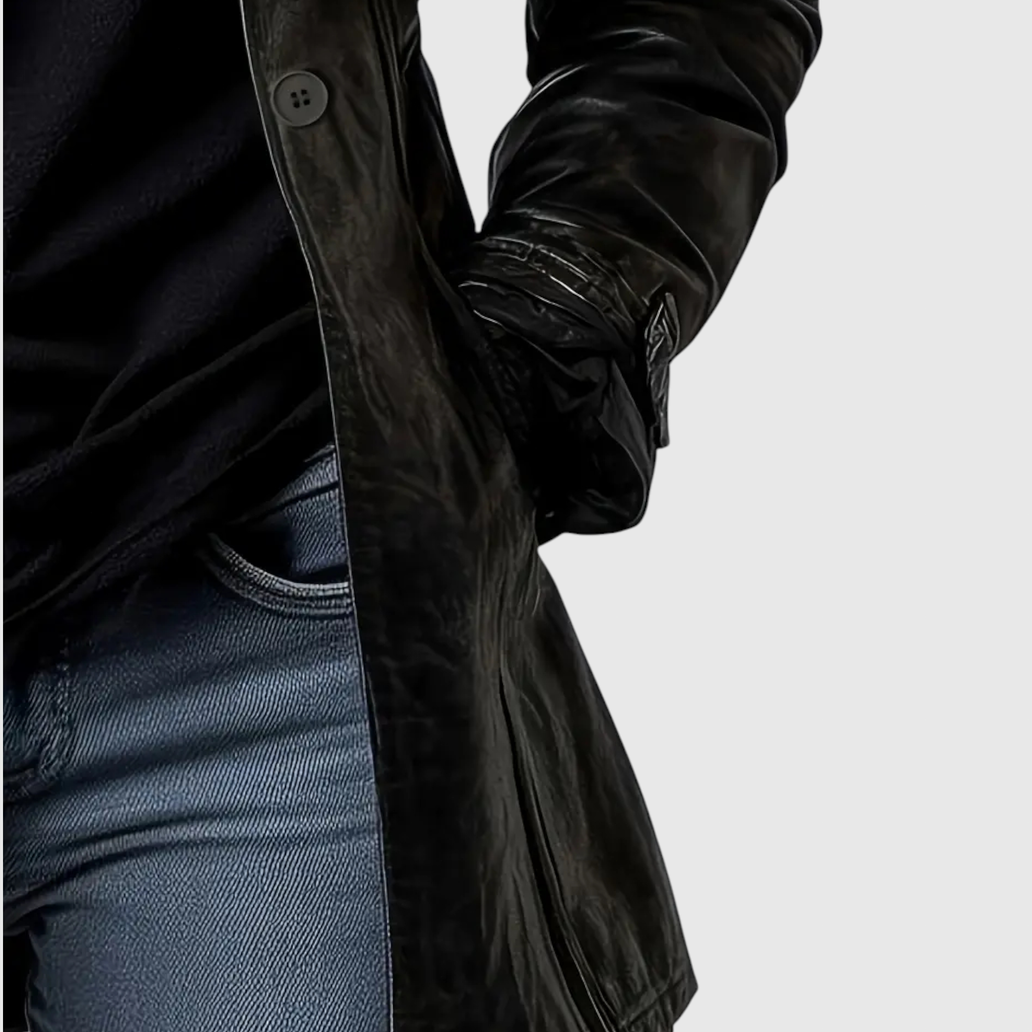 Adelina - Kožený kabát z italské kůže s knoflíky