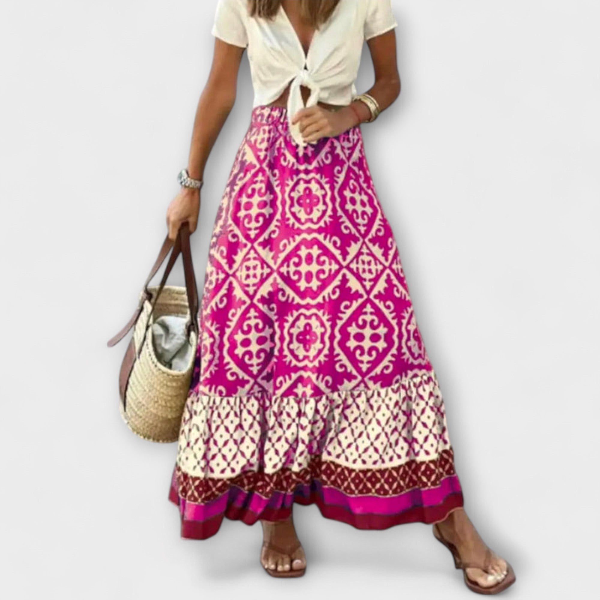 Dagmar - Dámská letní sukně s vysokým pasem