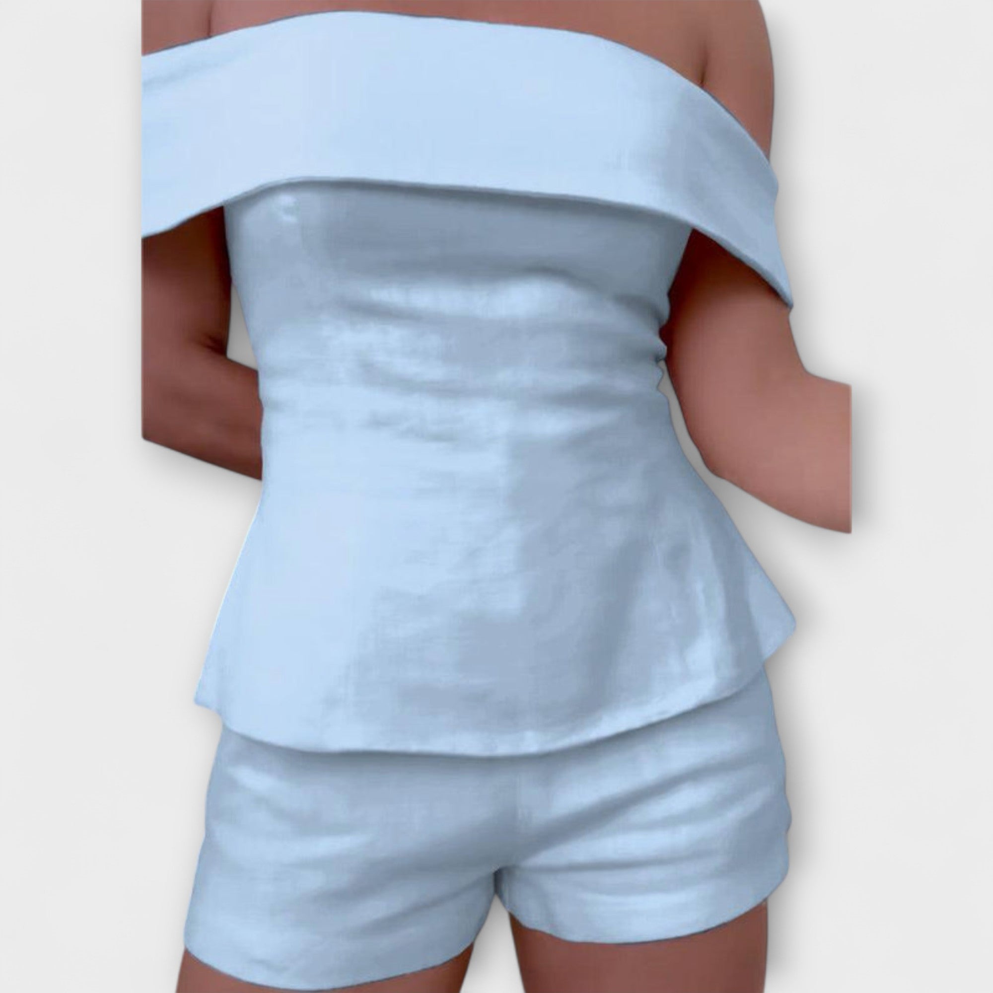 Olivia - Bílý bavlněno-lněný dvoudílný set