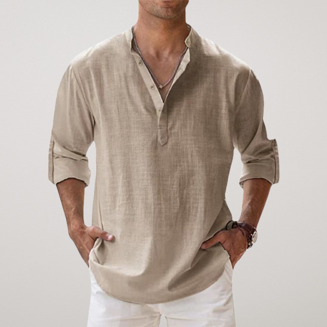 Savrani™ - Henley košile z lnu s efektem bavlny