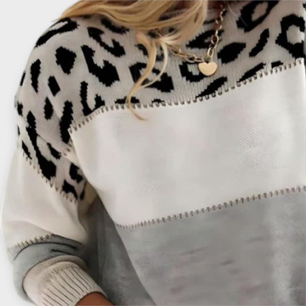 Cheyenne - Volný svetr s leopardím designem