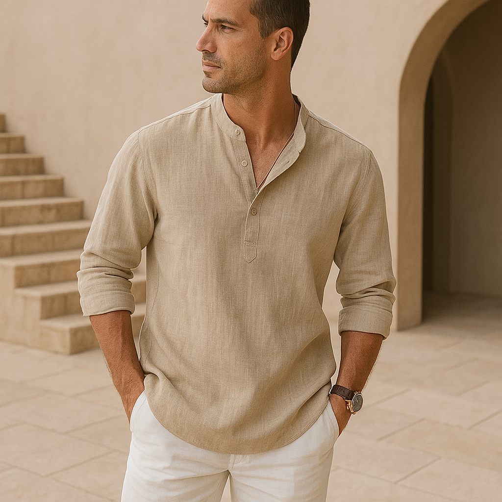Savrani™ - Henley košile z lnu s efektem bavlny