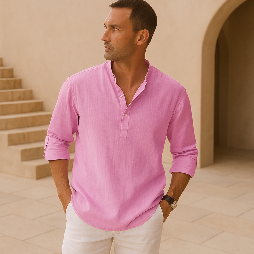 Savrani™ - Henley košile z lnu s efektem bavlny