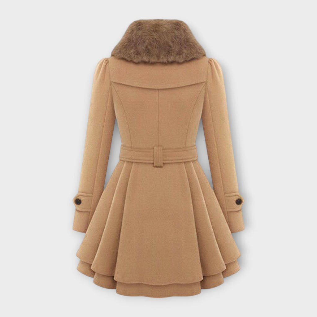 Emma - Elegantní kabát s límcem z umělé kožešiny
