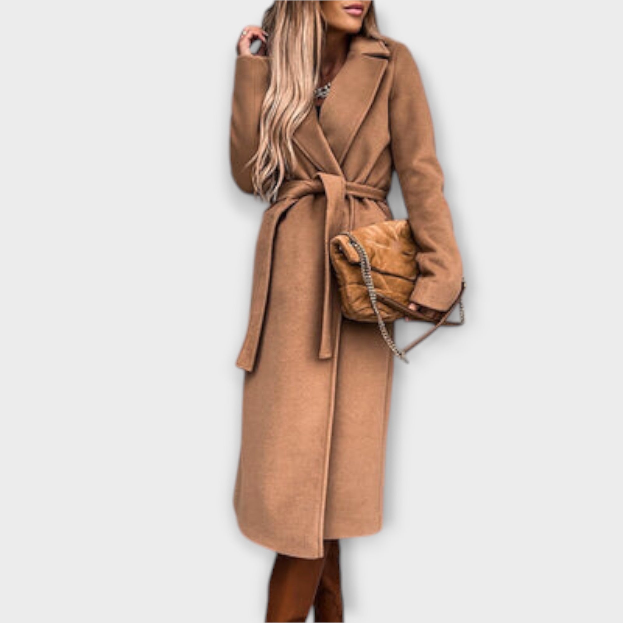Eliza - Stylový dlouhý kabát s páskem