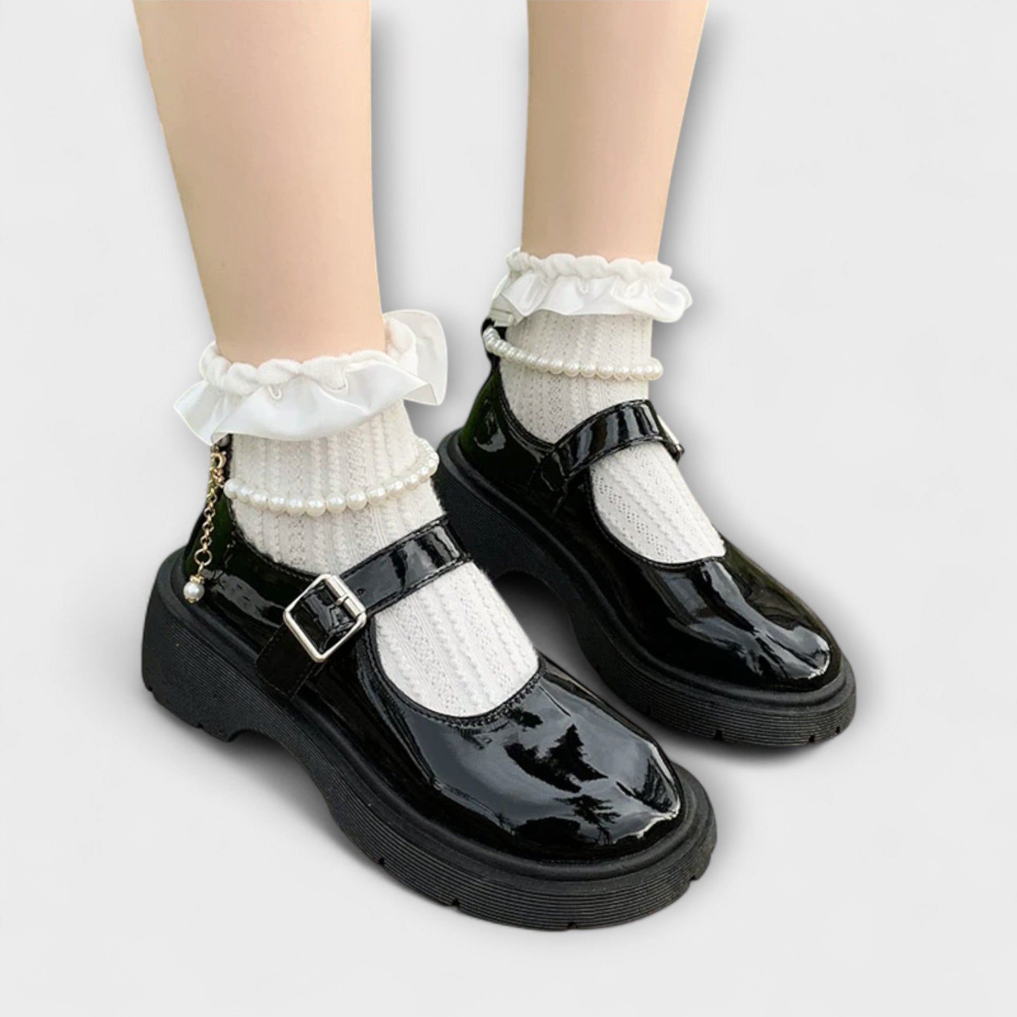 Perla - Luxusní perlové Mary Jane kožené boty