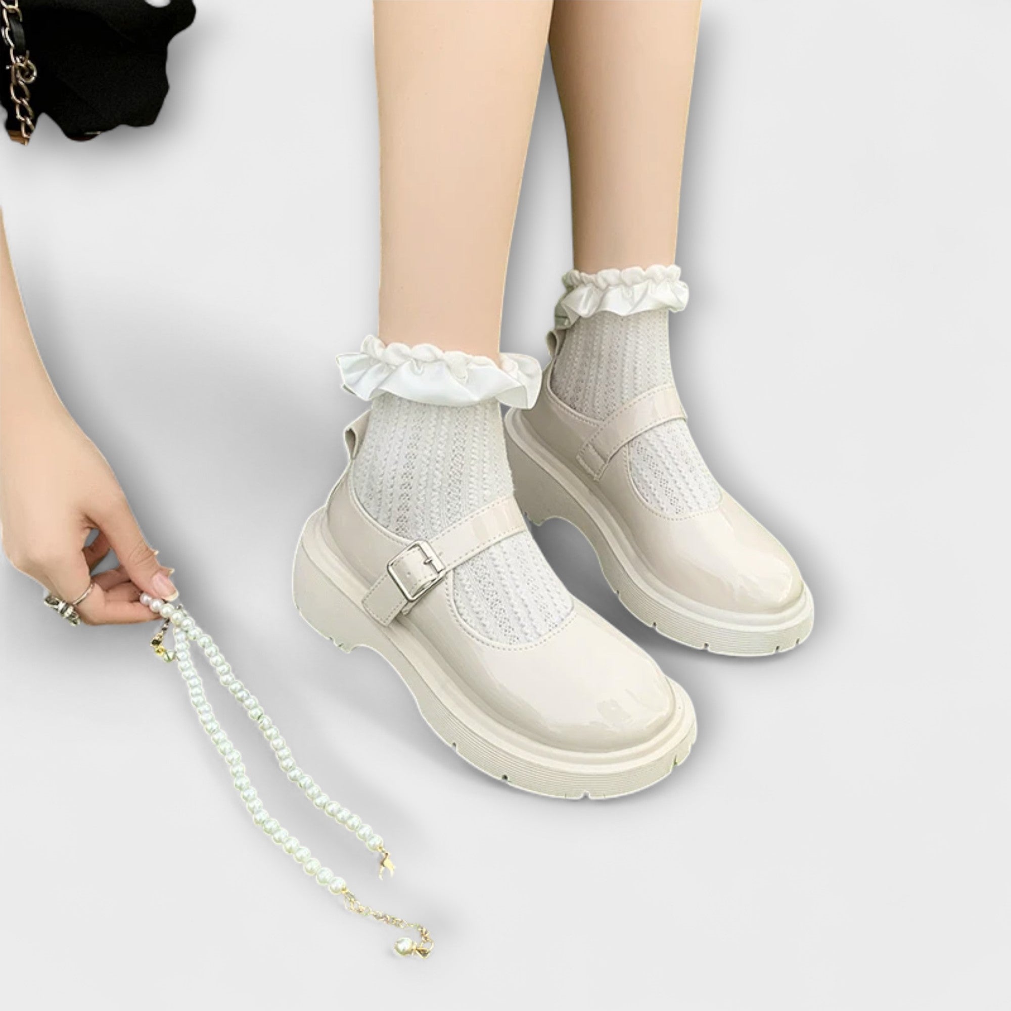 Perla - Luxusní perlové Mary Jane kožené boty