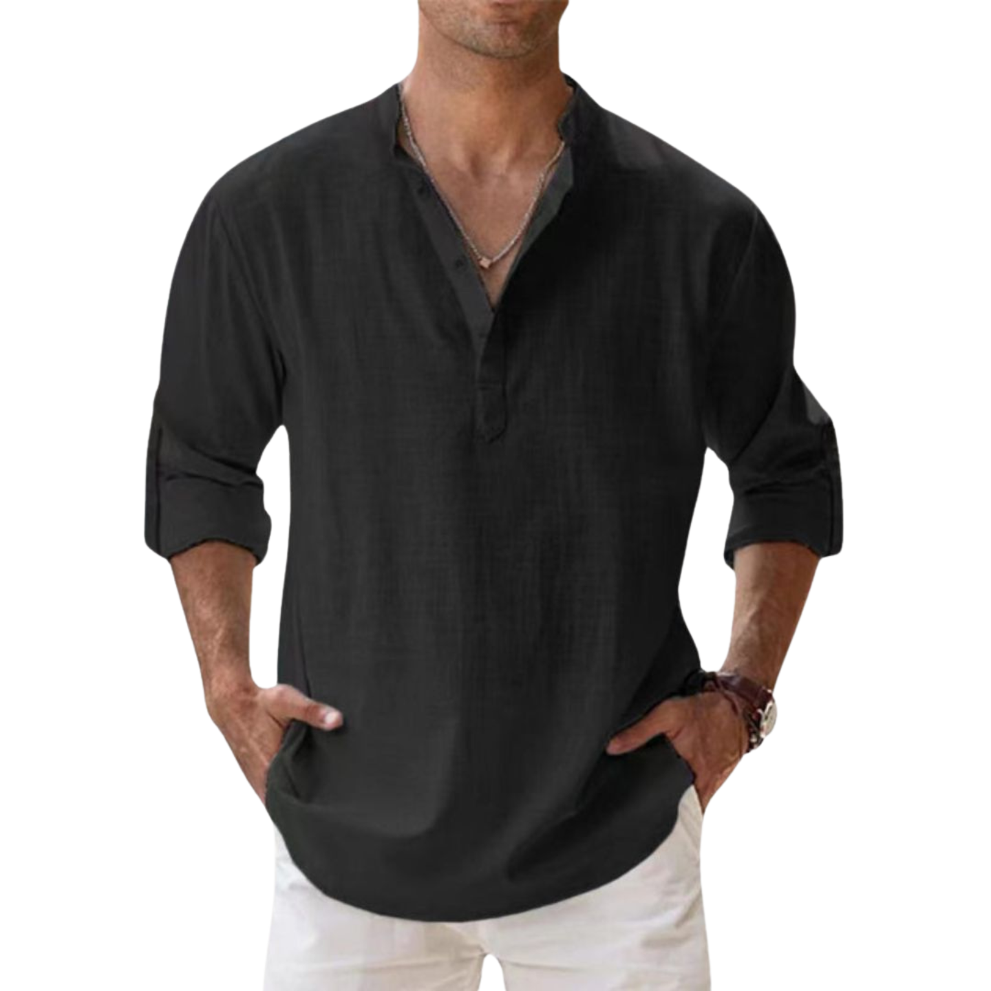 Savrani™ - Henley košile z lnu s efektem bavlny