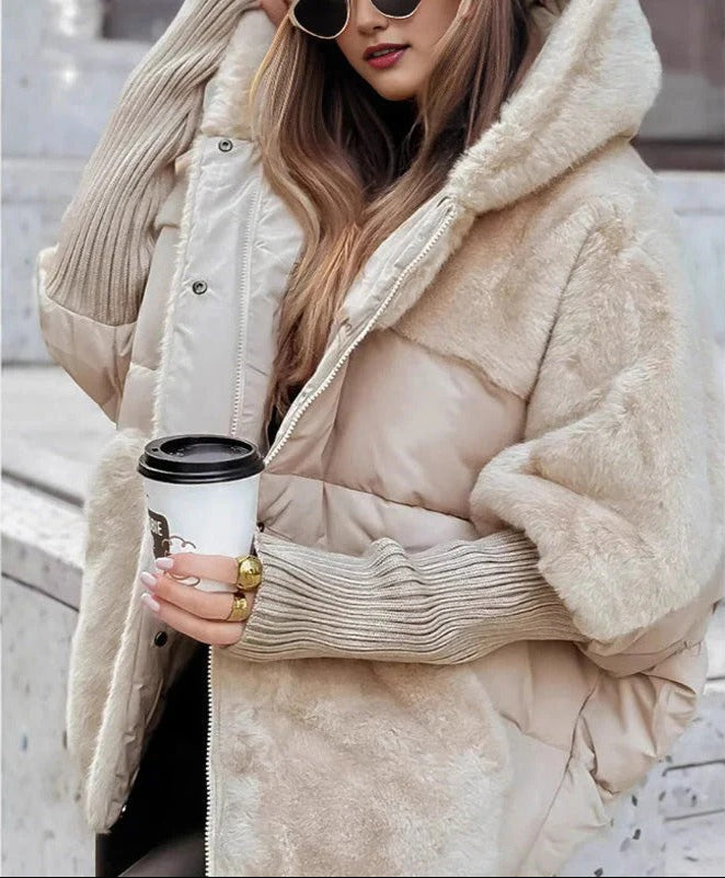 Fialová | Stylová péřová bunda s kapucí