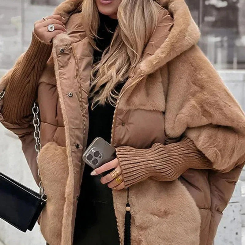 Fialová | Stylová péřová bunda s kapucí